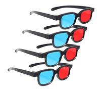VALICLUD 4pcs Movie Glasses Red and Blue Anaglyph Plastic Glasses for Adults Viewing Eye Wear Lightweight Comfortable for Tv Projectors and Mobile Phones