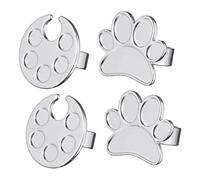 VALICLUD 4pcs Nail Art Palettes Ring Set Finger Nail Mixing Tray Silver for Manicure Small Size Five Circular Plates and Home Use