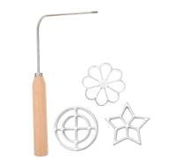 VALICLUD 4pcs Oil Frying Snack Mold Set with Handle, Non-Stick Aluminum Timbale Mold for DIY Fried Dough, Radish Shrimp Cake, Star and Flower Shapes, Kitchen Bakeware for Household Use