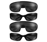 VALICLUD 4Pcs Pinhole Sunglasses for Vision Improvement, Rectangular Hole Corrective Glasses with Full Frame, Black Eyesight Training Glasses for Myopia Correction and Eye Fatigue Relief