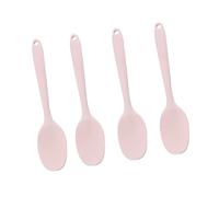 VALICLUD 4pcs Pink Silicon Spoon Heat Resistant Kitchen Utensils for Mixing Serving Soups Stews and More Creative Tableware for Home Restaurant Use