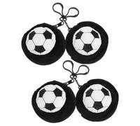 VALICLUD 4pcs Plush Spherical Soccer Coin Purse with Buckle, Soft Sporty Earbuds Storage Bag, Mini Change Pouch for Everyday Use the Go, Gentle Protection and Cute Design