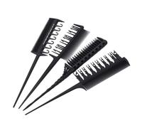 VALICLUD 4pcs Professional Hair Coloring Comb Set Black Hair Tint Tools Three Row Teeth Highlighting Styling Salon and Home Use