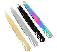 VALICLUD 4pcs Professional Tweezers for Eyebrow and Facial Hair Removal Precision Stainless Steel Tweezers for Women Ergonomic Design for Comfort and Grip for Ingrown Hairs and Splinters