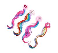 VALICLUD 4pcs Rainbow Wigs with Ponytail Clips for Easy to Use Hair Accessories for Cosplay Party Halloween Carnival Masquerade Random Style Including Mermaid and Unicorn Designs