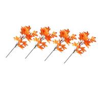 VALICLUD 4pcs Realistic Artificial Orange Maple Leaves Branch Decor for Autumn Home and Office Decoration, Plastic Simulation Leaf Stem Adding Natural Atmosphere and Elegant Fall Accent