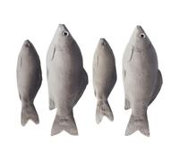 VALICLUD 4Pcs Realistic PU Fish Models Set - Simulated Crucian and Sea Fish Props for Photography, Kitchen Decoration, and Creative Drama Play in Grey