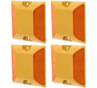 VALICLUD 4pcs Reflective Plastic Pavement Markers, Double-sided Yellow Road Studs for Highway and Parking Lot Safety, Sturdy Road Reflectors for Driveway and Traffic Control