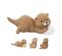 VALICLUD 4pcs Resin Mini Otter Figurines Cute Miniature Animal Ornaments for Fairy Garden Micro Landscape DIY Craft Decor Keychain Pendants for Flower Pots and Bonsai