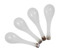 VALICLUD 4pcs Retro Ceramic Dessert Spoons Set Vintage Tableware for Soup Rice and Sweet Treats for Daily Use and Entertaining Classic Design for Elegant Dining