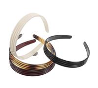 VALICLUD 4pcs Retro Striped Headband for Women Ridged Comb Design Flexible Resin Band No Slip Grip Headband Classic Hair Hoop for Everyday Use in Black Wine Red Cream Tortoiseshell