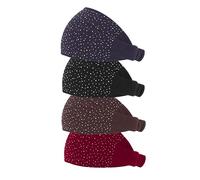 VALICLUD 4pcs Rhinestone Hair Hoop Set Elastic Headbands for Women Cotton Headwraps in Red Purple Black Coffee for Gym and Outdoor Activities