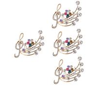 VALICLUD 4pcs Rhinestone Musical Note Brooch Pin for Women Elegant Sweater Accessory for Valentine Day Christmas and Special Occasions Sparkly Decorative Pin for Hats Jackets and Coats