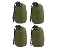 VALICLUD 4pcs Ripstop Nylon Drawstring Bags, Lightweight Waterproof Utility Pouches for Hiking and Camping, Outdoor Gear Organizer Sack, Compact Travel Storage Pouch in Military Green