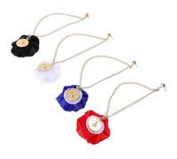 VALICLUD 4Pcs Rose Boutonniere Brooch Tassel Chain Set for Wedding Suit Decoration, Groom and Bride Corsage Accessories in White, Black, Red, and Royal Blue