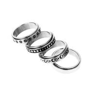 VALICLUD 4pcs Rotating Fidget for Stress and Couples Engaging Moon and Star Design Lightweight Promise and Wedding Bands for Everyday Use