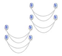 VALICLUD 4pcs Shawl Chain Clips Royal Retro Sweater Shawl Clip Brooch Cardigan Pin Sweater Collar Pin Chain for Dress Cardigan