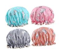 VALICLUD 4pcs Shower Cap Bathing Caps Elastic Hat Printing Grey Thickened for Women Boys and Girls Bathroom Accessories Use during Hair Highlighting