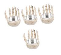 VALICLUD 4pcs Skeleton Hand Candle Holder Resin Horror Themed Candlestick for Halloween Party Decoration Scary Skull Design Unique Home Haunted Houses and Horror Lovers