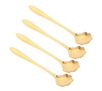VALICLUD 4pcs Stainless Steel Dessert Spoon Flower-Shaped Coffee Mixing Spoons Small Teaspoons for Tea Party Ice Cream Yogurt Salad Stirring Kitchen Utensils