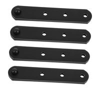 VALICLUD 4PCS Stainless Steel Hidden Hinges Black Flat Straight Brackets Metal Mending Plates for Wood Fence Repair Outdoor Furniture Cabinet Door Window Fixing Hardware