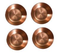 VALICLUD 4pcs Stainless Steel Round Sauce Dishes for Appetizers Flavor Plates for Kitchen Party BBQ and Outdoor Use Resistant Condiment Bowls in Rose Gold