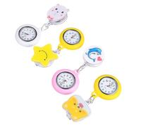 VALICLUD 4pcs Stretchable Nurse Pocket Watch Cartoon Design Nursing Watches for Women Easy Viewing Includes Models