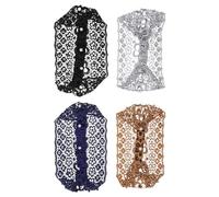 VALICLUD 4pcs Stretchy Wide Lace Headbands with Faux Pearls for Women, Elegant Hollow Lace Pattern Hair Bands Protecting Hair from Breakage, for Daily Use and Party Accessories