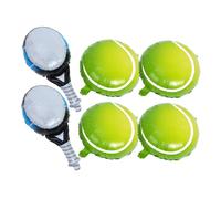 VALICLUD 4pcs Tennis Ball Aluminum Balloons and Blue Tennis Racket Foil Balloons Hangable Sports Party Decorations for Men Women Birthday Indoor Outdoor Use