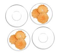 VALICLUD 4Pcs Transparent Glass Tea Saucers Round Plates Decorative Small Snack Dish for Teacups Clear Glass Serving Tray