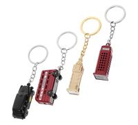VALICLUD 4pcs Unique London Souvenir Keychains Set Taxi Bus Telephone Booth for Travelers London Lovers