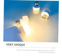 VALICLUD 4pcs USB Power Saving Night Light Portable Mini Round Shape Warm Light Lamps for Bedroom Study Dormitory Plug Simple Desktop Bedside Lamps