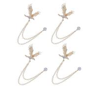 VALICLUD 4pcs Vintage Eagle Brooch for Men Women Alloy Rhinestone Lapel Pins with Stylish Tassels Durable Suit Sweater Pins Party Nightclub Jewelry Him Her