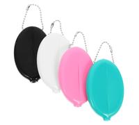 VALICLUD 4pcs Vintage Oval Coin Purse Chain Small Coin Holders Change Purse PVC Bag for Women Men Boys and Girls Travel
