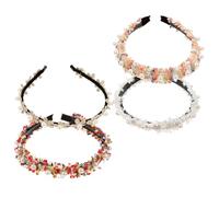 VALICLUD 4pcs Wide Padded Pearl Headbands for Women Statement Faux Pearl Hair Hoops Comfortable Stable Fit Hair Accessories for Casual and Formal Occasions