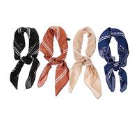 VALICLUD 4pcs Women Imitated Silk Square Scarf Headscarves for Hair Wrap Fashion Accessory for Bag Travel