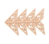 VALICLUD 4Pcs Wood Carved Applique Onlays Decorative Wooden Corner Decals for Furniture Cabinet Door Crafts Home Decor with Fine Carving and Wood Material