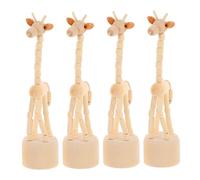 VALICLUD 4pcs Wooden Giraffe Push Puppet Hand Carved Finger Puppets for Adults Animal Figurines for Home Office Desk Decor Lightweight Portable