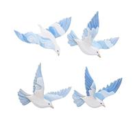 VALICLUD 4pcs Wooden Seagull Decoration Coastal Bird Wall Decor Sea Bird Wall Art Bedroom Seagull Decor Ornament Living Room Art Wood Hanging Sign Hanging Sky-blue