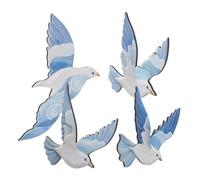 VALICLUD 4Pcs Wooden Seagull Wall Hanging Coastal Decor Nautical Wall Sculpture Beach Theme Ornaments for Living Bedroom Natural Ocean Vibe and Coastal Charm