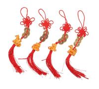 VALICLUD 4pcs Year Horse Feng Shui Hanging Pendant with Five Emperor Coins Chinese Year Decoration Luck Keychain Spring Festival Home Office Car Ornament