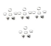 VALICLUD 4sets Vintage Gothic Heart Rings Stackable Punk Style Finger Jewelry for Halloween Parties Chic Design with Unique Patterns Durable Craftsmanship and Elegant Finish 6pcs*4