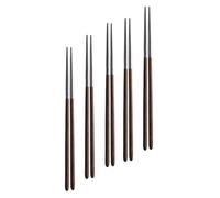 VALICLUD 5 Pairs Stainless Steel Chopsticks with Non-Slip Wood Handles Reusable Metal Cutlery for Cooking and Eating Corrosion-Resistant Kitchen Utensils for Home and Outdoor Use