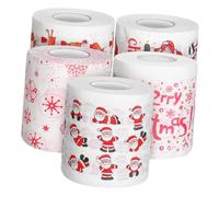 VALICLUD 5 Rolls Christmas Toilet Paper with Funny Holiday Designs Soft Absorbent Bathroom Tissue for Xmas Party Decor Practical Hand Towels for Kitchen and Bathroom Use