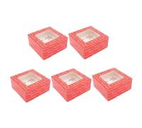 VALICLUD 5 Sets Red Christmas Cupcake Boxes with Inserts Lightweight Muffin Containers for Bakery Cookies Baked Goods and Gifts Eco Friendly Dessert Packaging for Holiday Parties