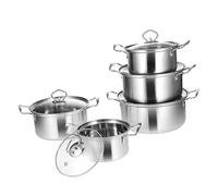 VALICLUD 5 Sets Stainless Steel Soup Pots with Glass Lids Large Stockpots for Kitchen Cooking Non-Slip Heat-Resistant Handles Versatile Stewing and Boiling Cookware Set