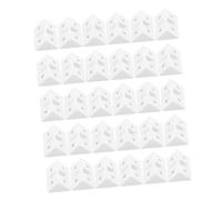 VALICLUD 50 Sets White Plastic Corner Brace Bracket with Cover Heavy Duty Right Angle Shelf Support for Cabinets Bookshelves and Partition Walls Removable Furniture Connector