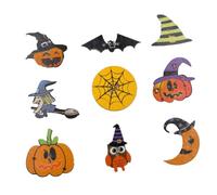 VALICLUD 50pcs Halloween Decorative Buttons Wooden 2 Hole Buttons for Sewing, Pumpkin Owl Witch Shapes, DIY Crafting and Scrapbooking, for Halloween Costumes