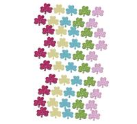 VALICLUD 50pcs Mini Clover Shape Patch Gold Powder Cloth Sew Iron on Embroidered Applique Badge for Clothes Shoes Bags DIY St Patrick's Day Decorations Random Color