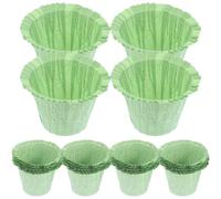VALICLUD 50Pcs Muffin Cupcake Cases Paper Wrapping Cups Green Simple Appearance Not Easy to Deform Strong Baking Supplies for Weddings